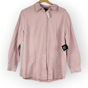 DCC Woman Rose Pink Faux Suede Blouse 18/20 Vintage Romantic Feminine Minimalist